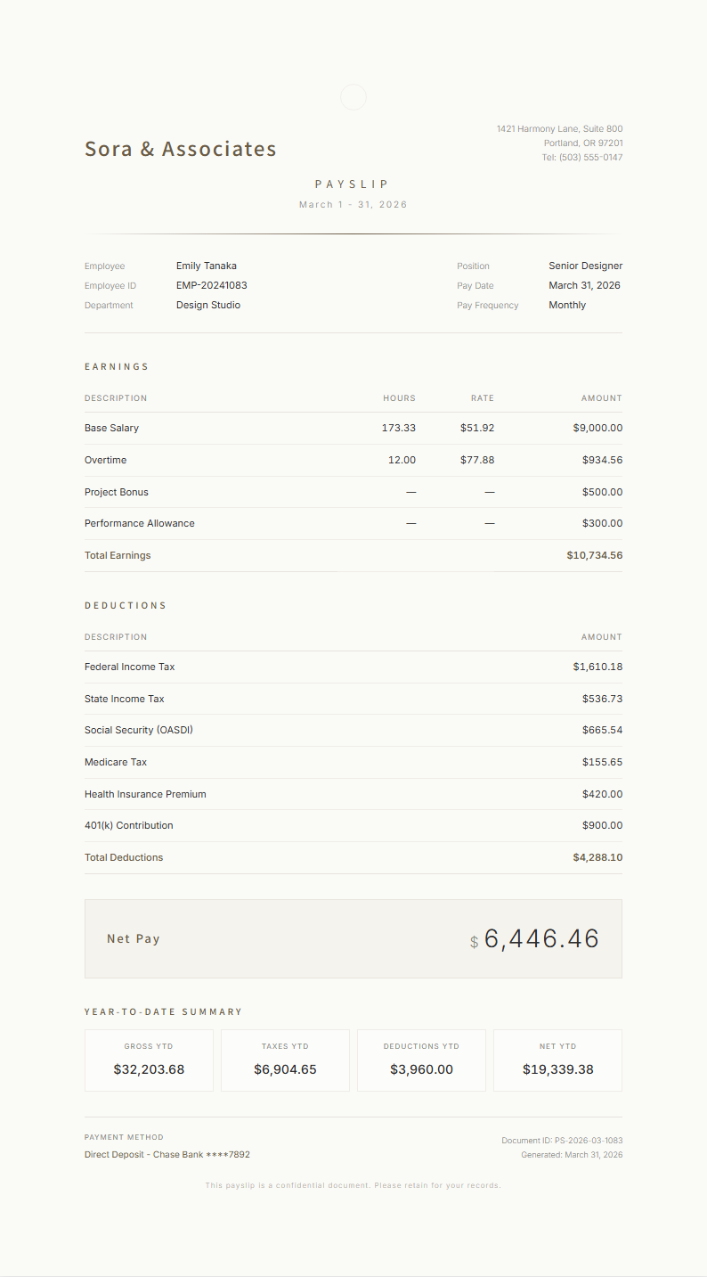 Japandi Minimalist Payslip